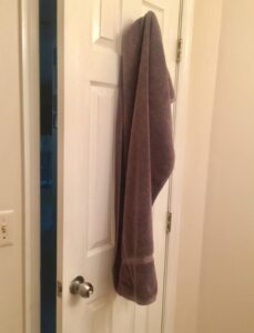 Towel on the back of the door